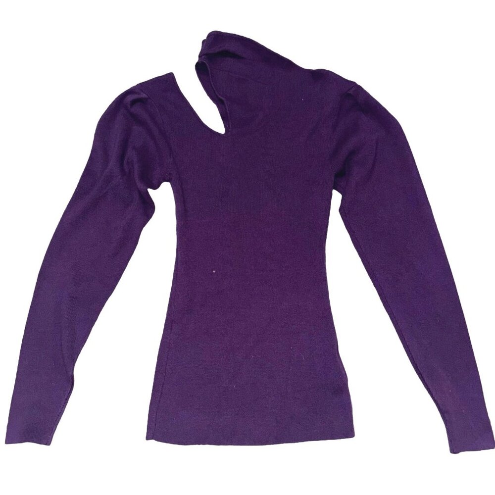 NWT BCBGENERATION Cutout Shoulder Sweater XS Asymmetric Neck Night Out Date - Picture 6 of 9